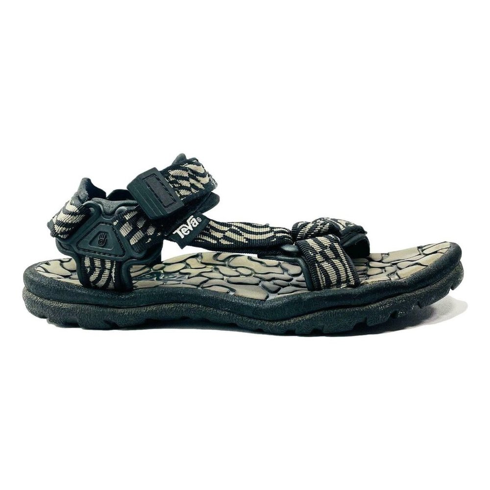 Teva Men's Black and Beige Patterned Strap Sandal